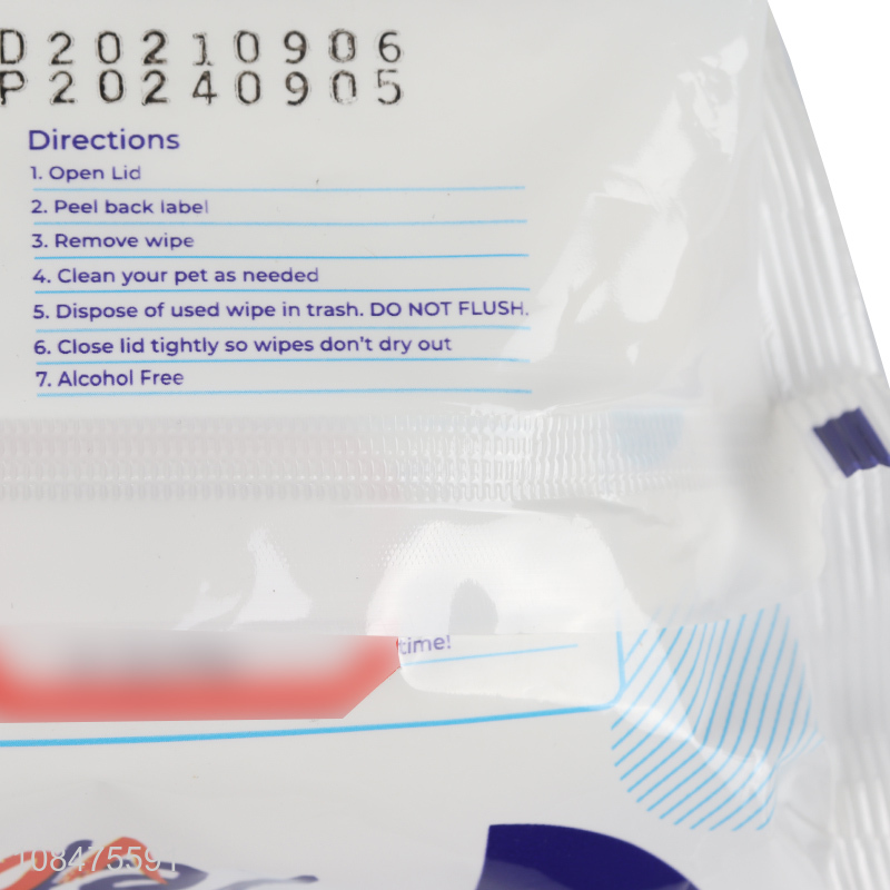 Online wholesale disposable 20pieces pet care wet wipes pet supplies