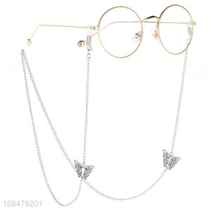 Good price silver hollow butterfly metal glasses chain