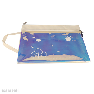 New design trendy large capacity laser pvc file bag with handle