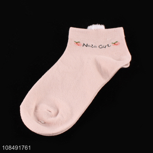 Factory price pink girls casual short socks ankle socks