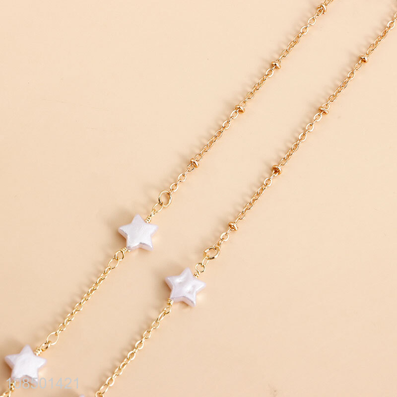 Hot selling senior five-pointed star pearl glasses chain