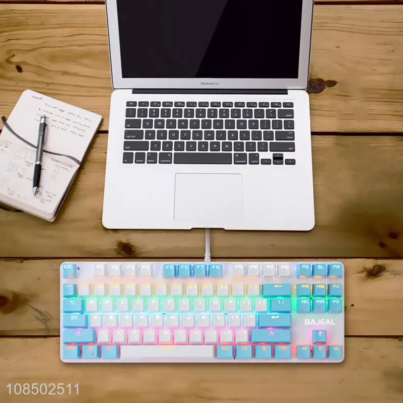 Wholesale 87 keys gaming keyboard RGB colorful wired gaming mechanical keyboard