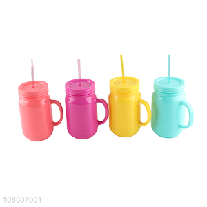 Wholesale from china multicolor plastic straw water cup drink bottle