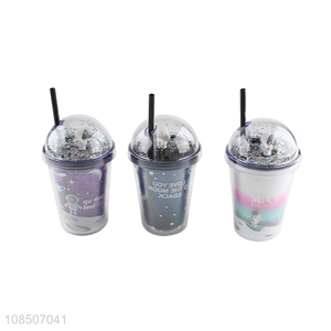 Factory price plastic 350ml straw water cup water mug for sale
