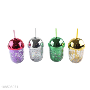 Factory direct sale multicolor portable 300ml straw water bottle