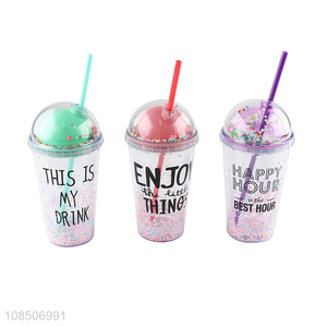 Good selling multicolor plastic water bottle water cup with straw