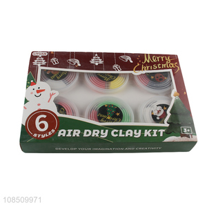 Wholesale 6 styles air-dry Christmas clay kit kids educational toy
