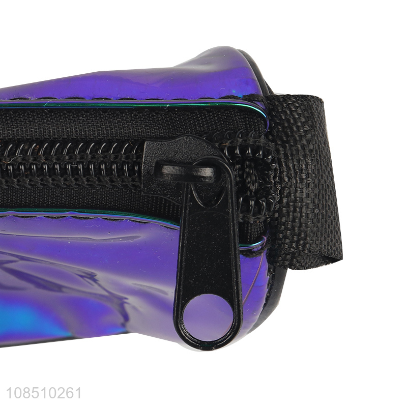 Factory price cool laser pvc pencil bag pen case with zipper