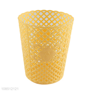 Latest products yellow plastic waste bin storage basket for desktop