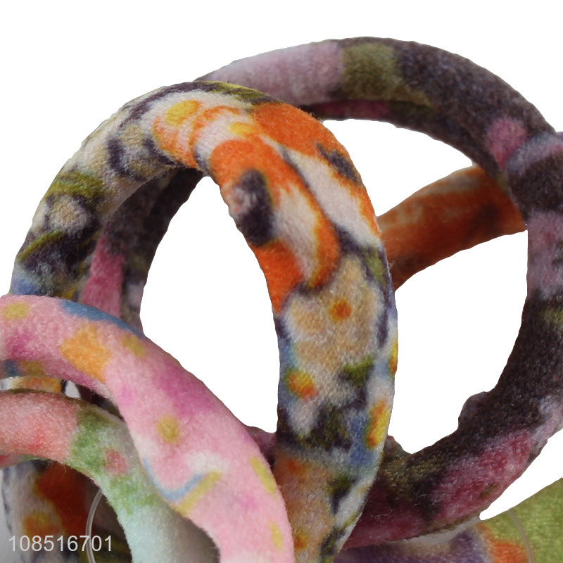 Factory direct sale 6pcs/set stretchy floral printed hair ring