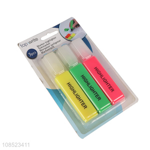 Most popular 3pieces school office highlighter pen for stationery