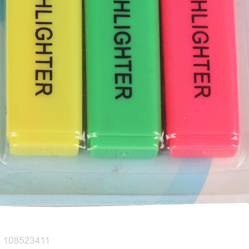 Most popular 3pieces school office highlighter pen for stationery