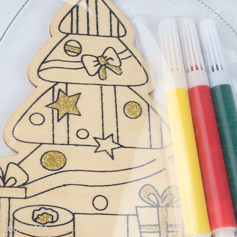 Hot sale wooden Christmas ornament DIY painting wooden crafts