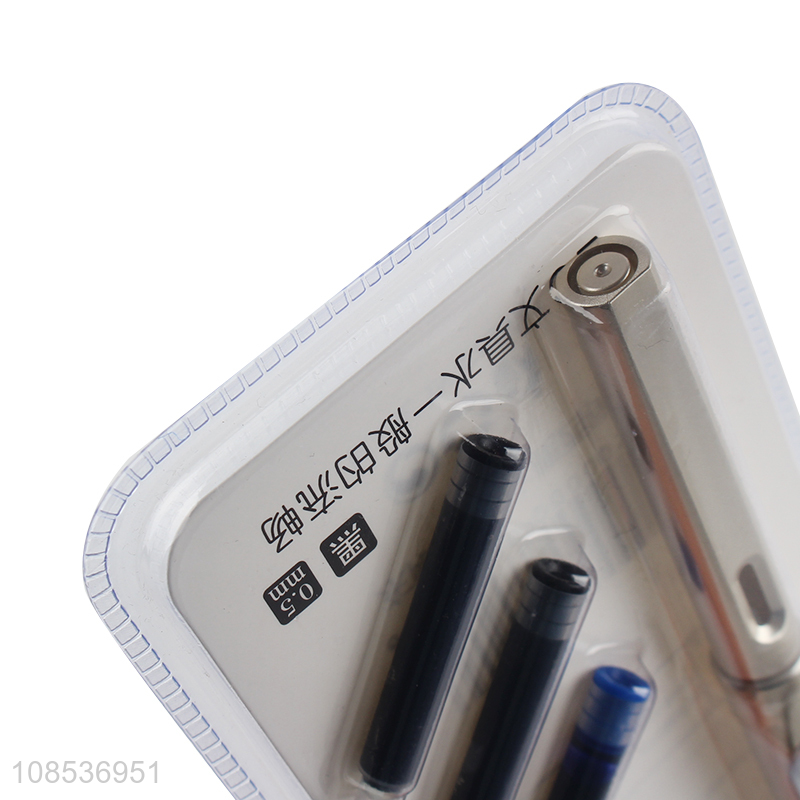 Wholesale aluminum rod fountain pen with replaceable ink cartridges