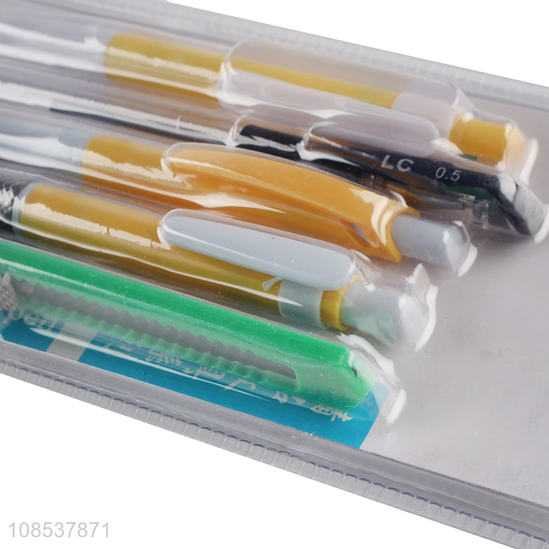 Most popular school office stationery set ballpoint pen and art knife