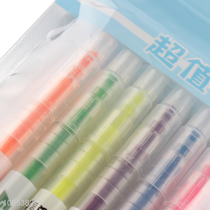Wholesale 6pcs double ended  highlighter pens for wrinting marking