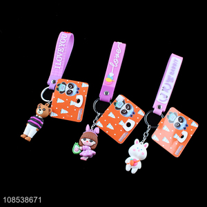 Hot selling cute silicone cartoon pendant key chain for girls