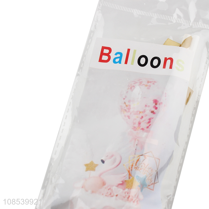 Good quality party supplies latex balloon with cake topper, straws and bow