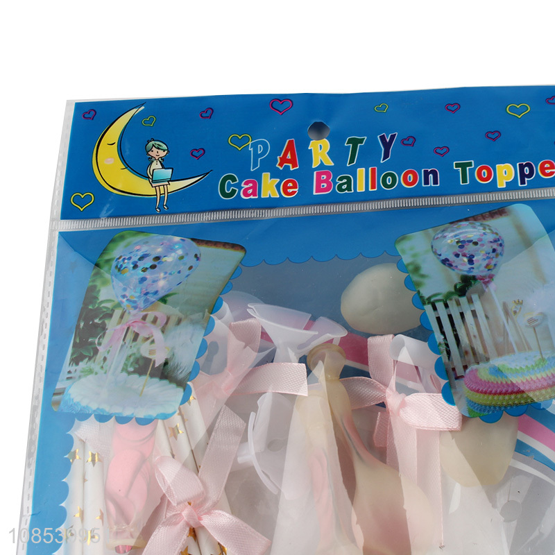 Online wholesale 5pcs latex balloon with cake topper and straws