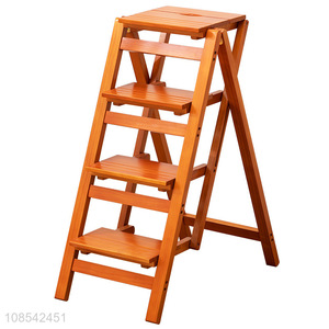 Good quality multifunctional 3-step stool folding wooden chair stool