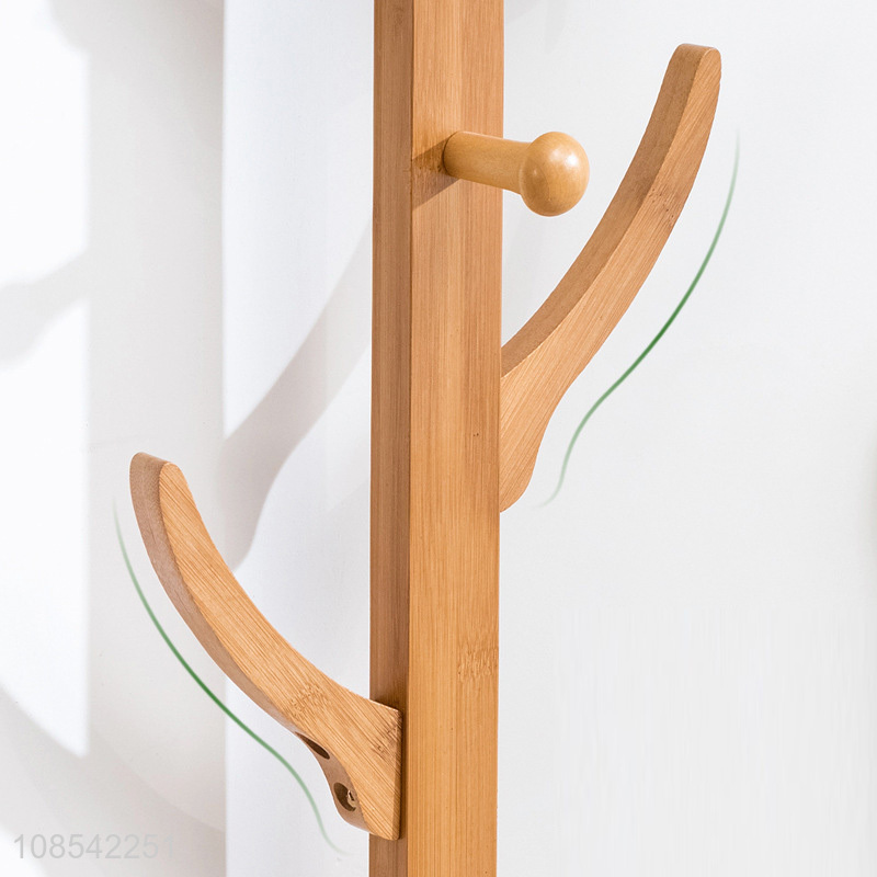Wholesale entryway wristlet rack wall mounted 8-hook bamboo coat rack