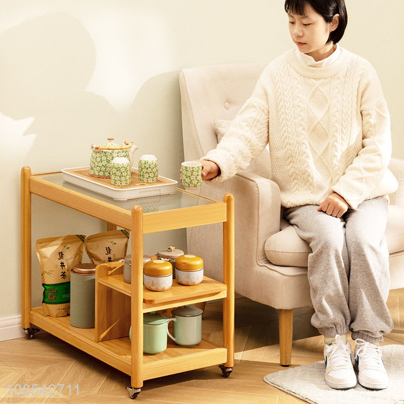 Wholesale simple rolling side table moveable end table bedside table