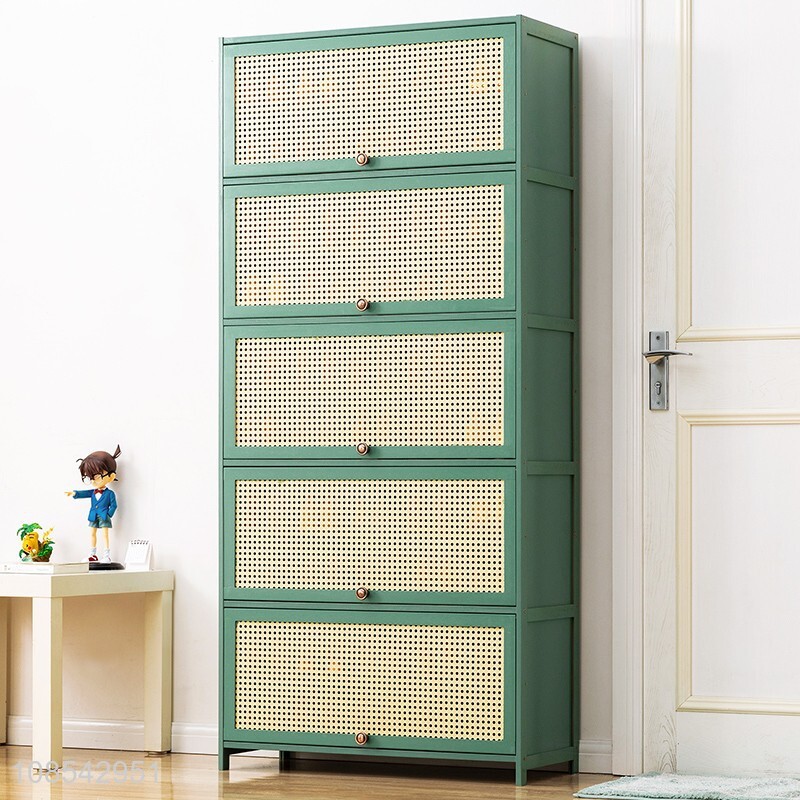 Wholesale simple large capacity bamboo shoe cabinet storage organizer
