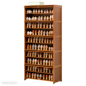 Wholesale large capacity multi-layered bamboo shoe cabinet display rack