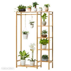 Factory supply bamboo green plant stand planter shelves
