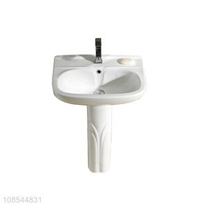 Wholesale pedestal bathroom sink with overflow and pre-drilled single hole