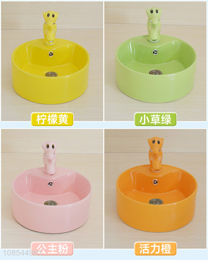 Hot selling colorful ceramic vessel sink kids kindergarten bathroom sink