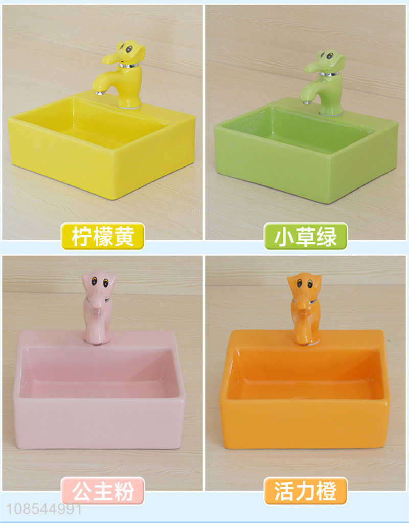 High quality colorful short ceramic vessel sink for kids boys girls
