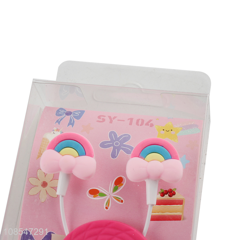 Factory supply cute in-ear wired earbud headphone with case