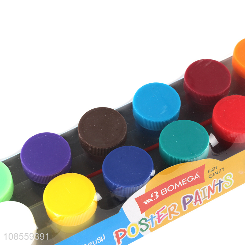Online wholesale 12 colors acrylic paints set with paintbrush