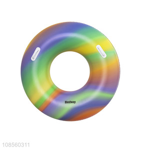 Best quality beach pool party rainbow swimming ring for sale