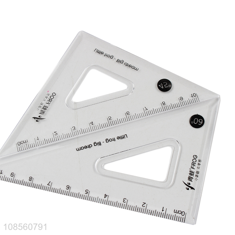 Low price 4pcs clear plastic ruler math set with protractor
