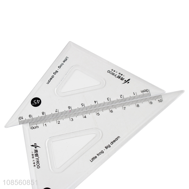 Custom logo 4pcs plastic protractor ruler set geometry math tools