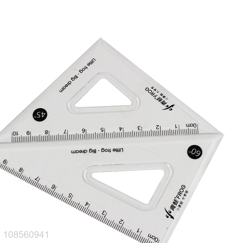 Wholesale 4pcs clear plastic ruler math set with protractor
