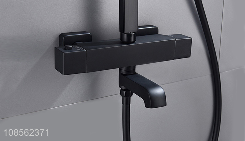 Good selling black square thermostatic shower set for bathroom