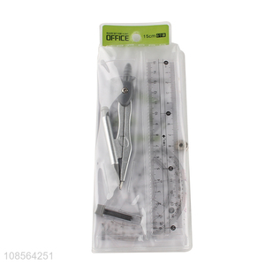 Hot selling geometric math tool sets ruler set with compass