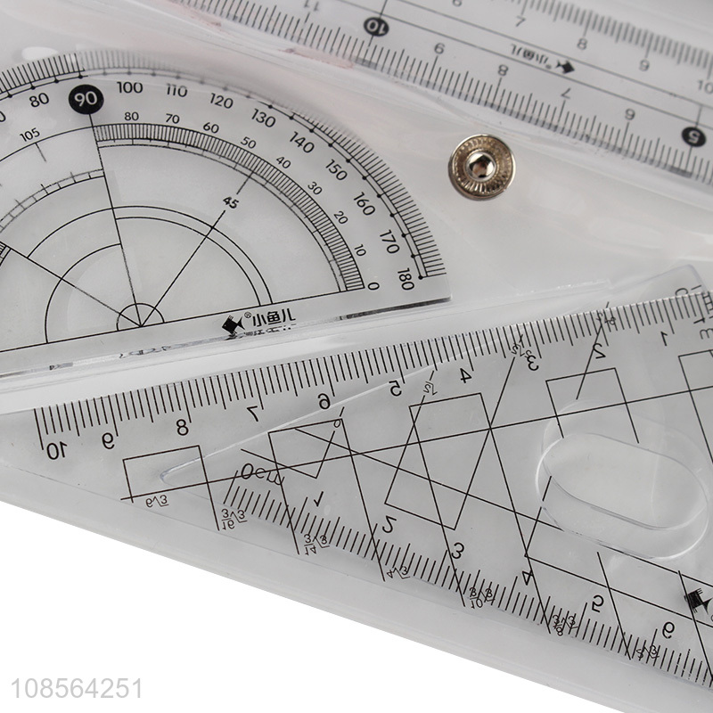 Hot selling geometric math tool sets ruler set with compass