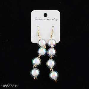 Hot selling shiny bead drop earrings acrylic earrings stud