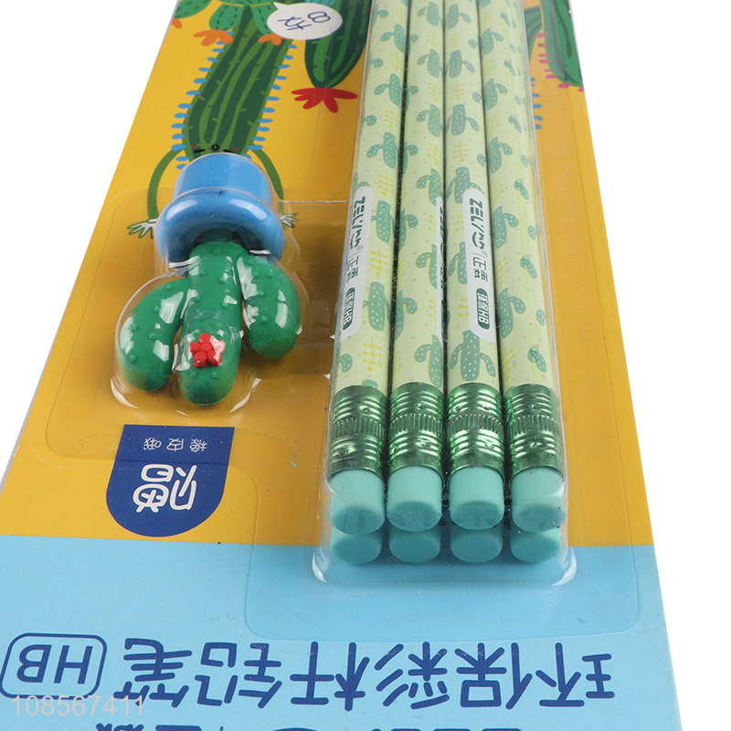 Online wholesale office school stationery HB pencil set with eraser