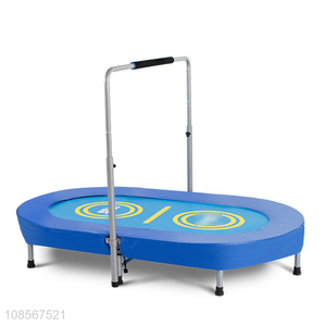 Factory supply double trampoline with handle bar for kids adults