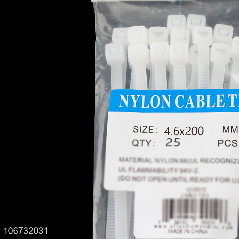 China Factory 25PCS Self-Locking Plastic Nylon Cable Tie