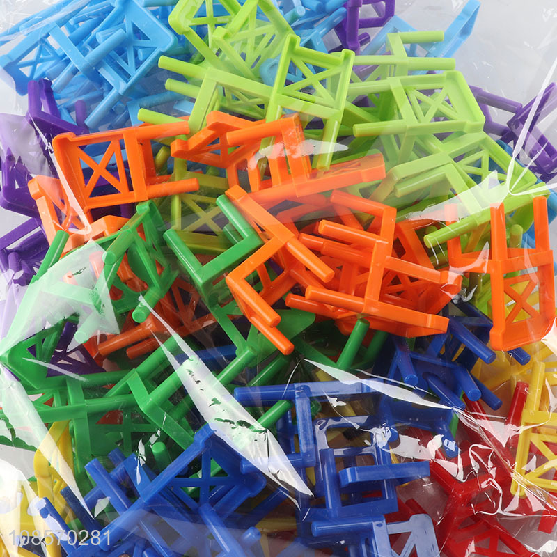 Wholesale kids educational DIY ballancing toy with 100pcs chairs