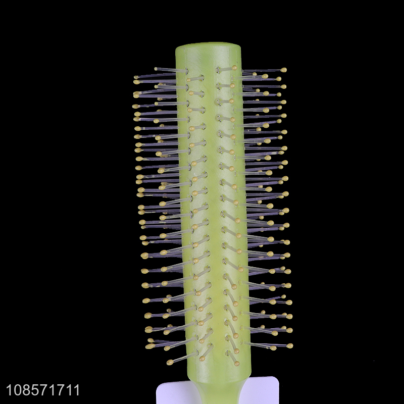 Hot sale round comb plastic handle nylon bristle hair brush
