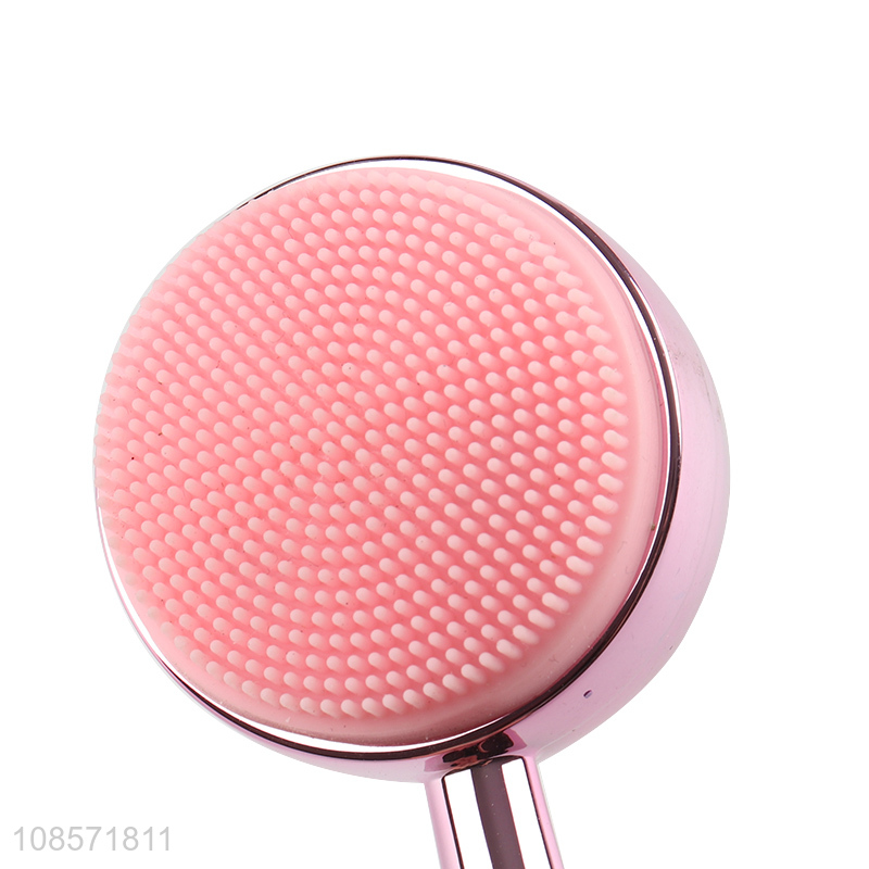 Wholesale double-sided face cleaning brush with electroplated handle