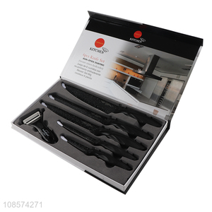 Hot selling 6pcs kitchen knives set with chef knife, bread knife, cleaver, all-purpose knife, paring knife & peeler