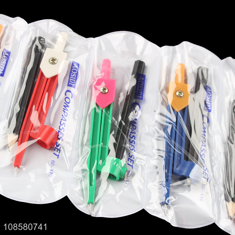 Online wholesale school stationery compass and pencil set for student
